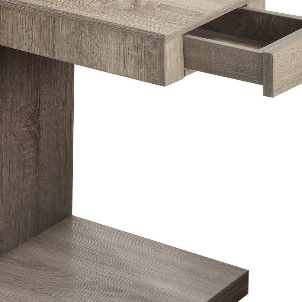 18.25" X 12" X 24" Dark Taupe Finish Hollow Core Accent Table