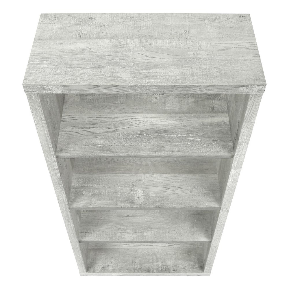 48" Brown Distressed Wood Adjustable Four Tier Bookcase