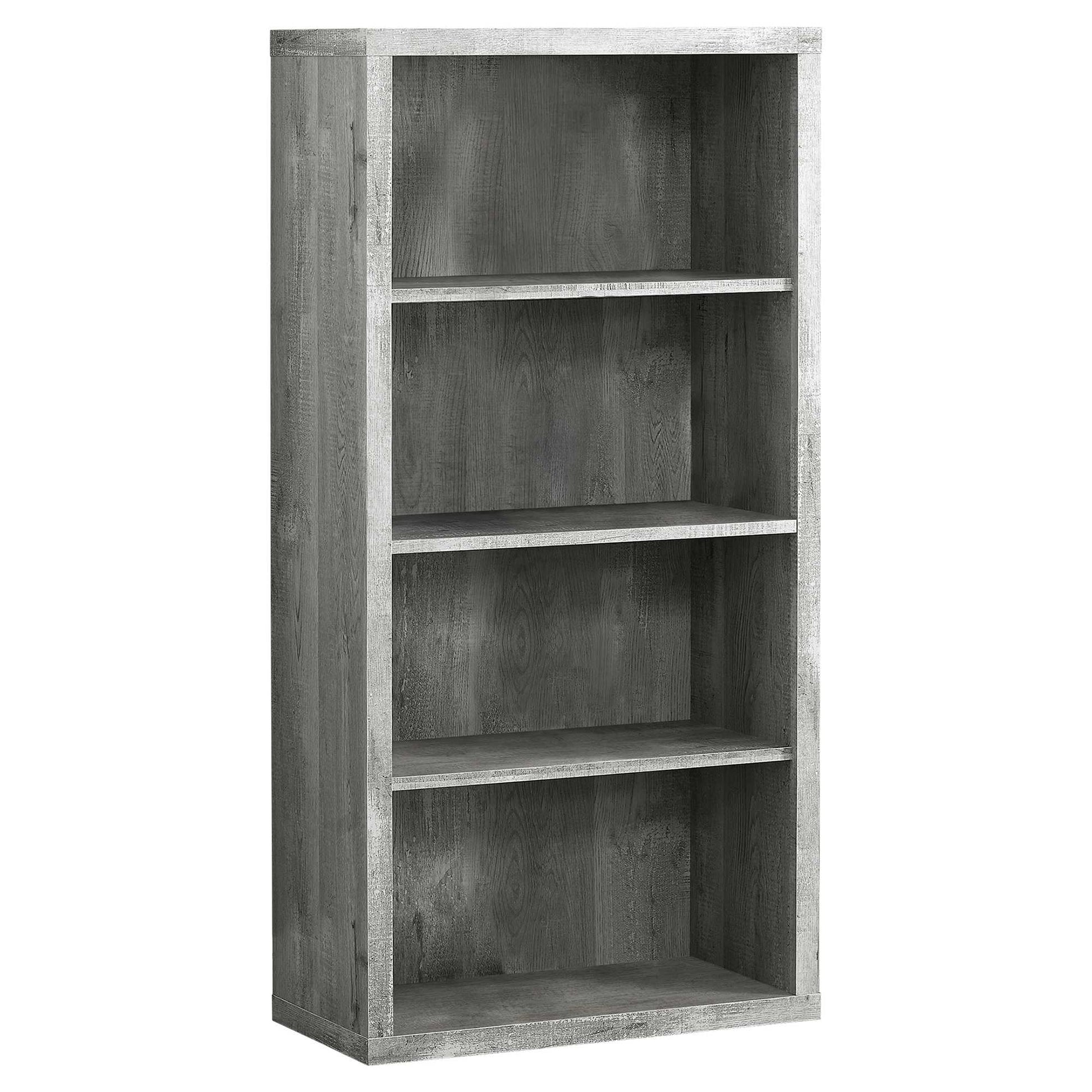 48" Brown Distressed Wood Adjustable Four Tier Bookcase