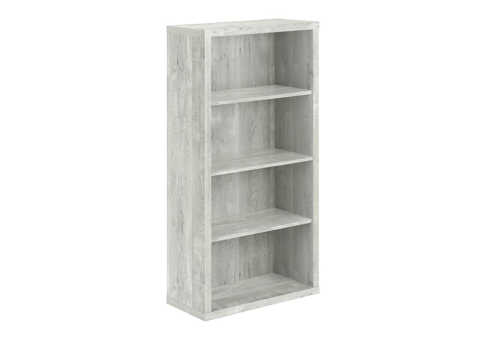 48" Brown Distressed Wood Adjustable Four Tier Bookcase