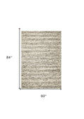 7' X 9' Gray And Ivory Wool Striped Hand Woven Area Rug