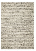 7' X 9' Gray And Ivory Wool Striped Hand Woven Area Rug