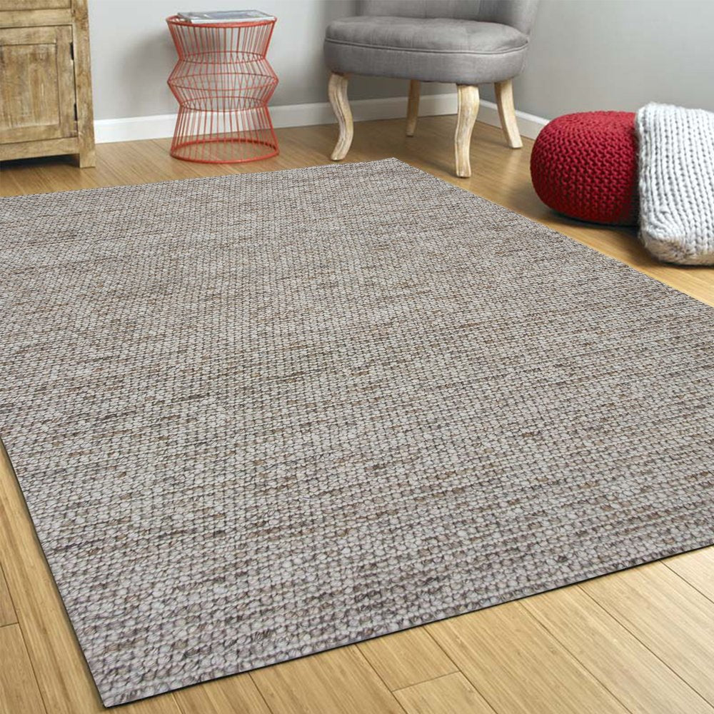 5' X 7' Natural Wool Hand Woven Area Rug