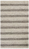 9' X 13' Brown Gray And Ivory Wool Striped Hand Woven Area Rug