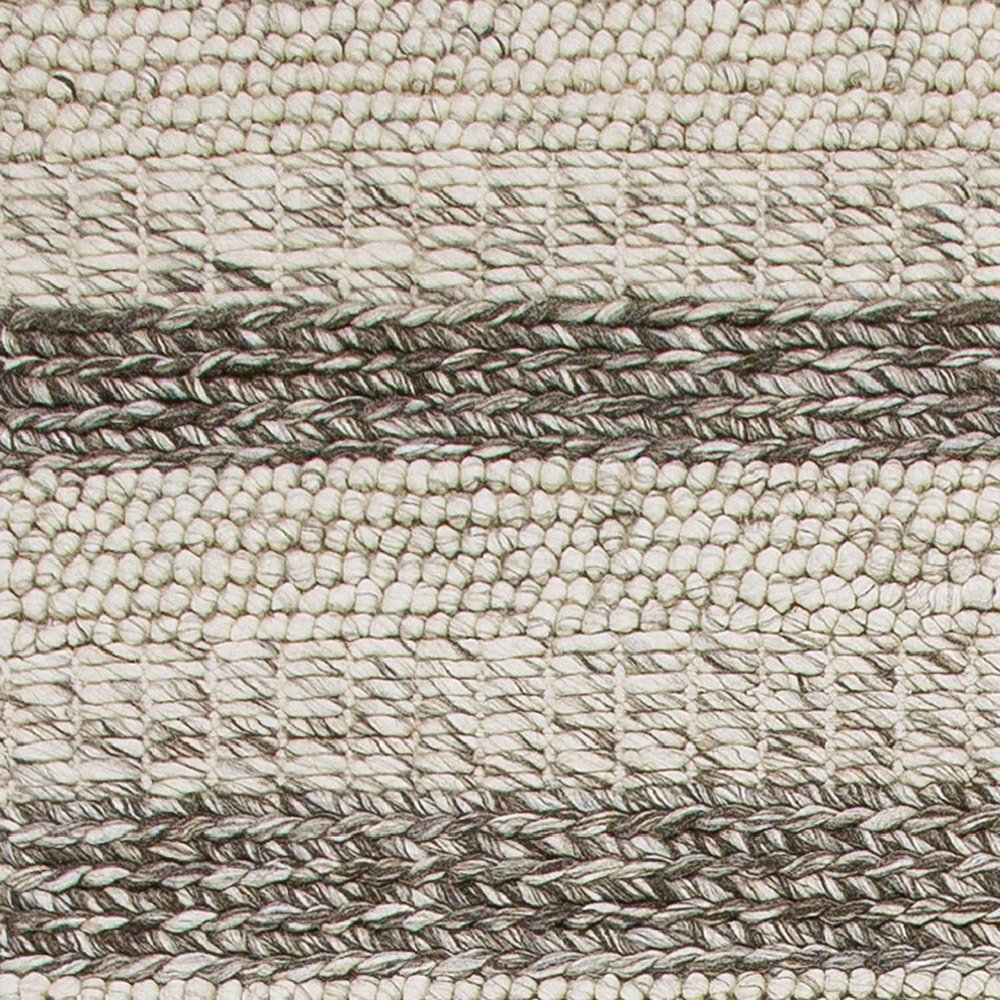 9' X 13' Brown Gray And Ivory Wool Striped Hand Woven Area Rug