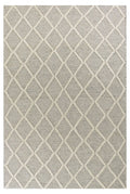 5' X 7' Gray And Ivory Wool Diamond Hand Woven Area Rug