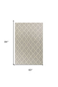 5' X 7' Gray And Ivory Wool Diamond Hand Woven Area Rug