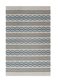 6' X 9' Ivory Light Blue And Gray Geometric Hand Hooked Area Rug