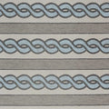 6' X 9' Ivory Light Blue And Gray Geometric Hand Hooked Area Rug