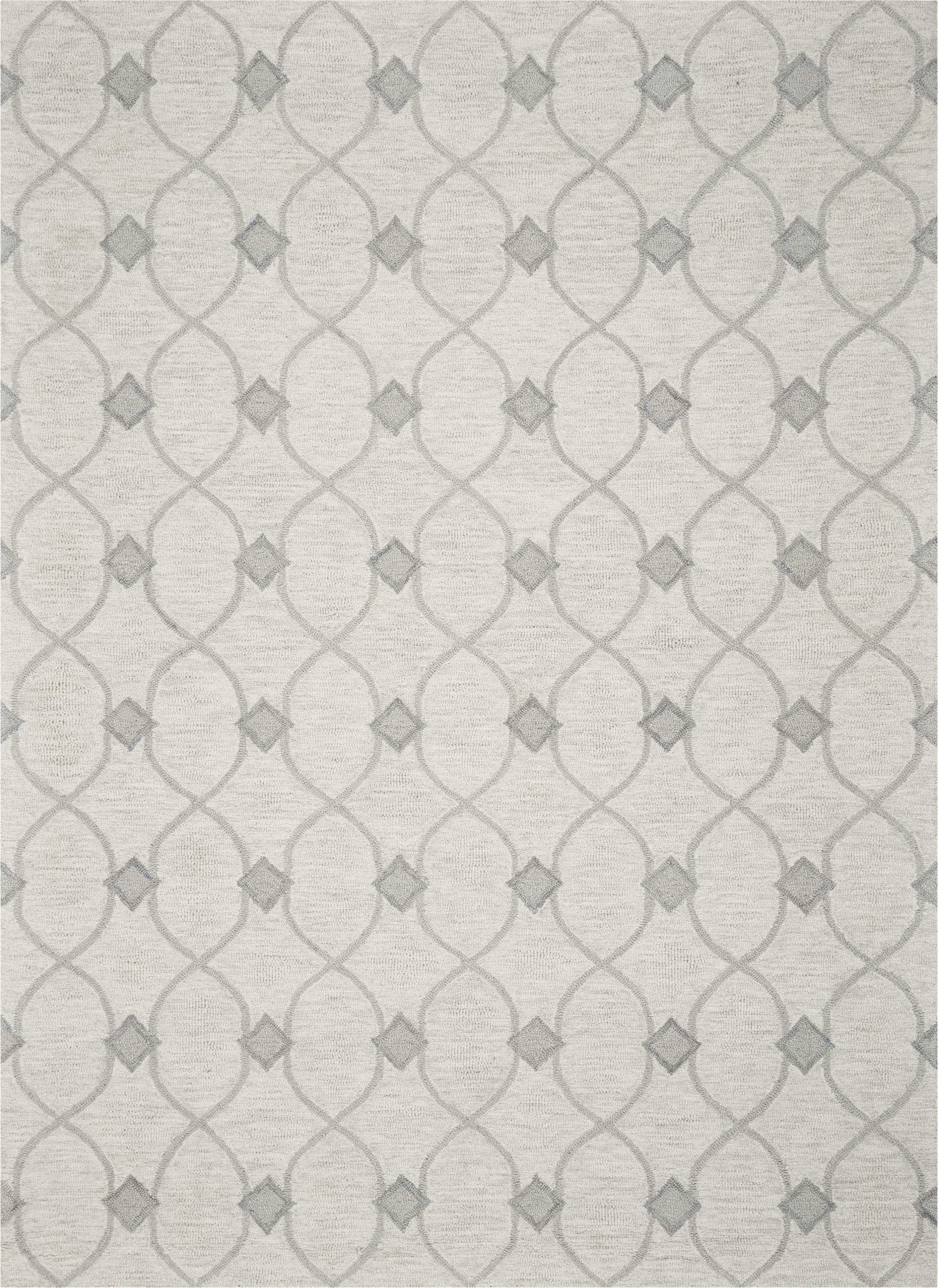 5' X 7' Ivory And Gray Wool Ogee Hand Tufted Area Rug