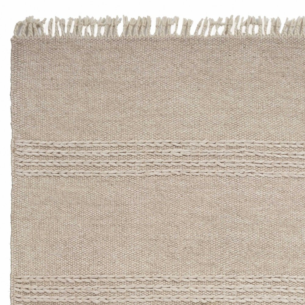 3' X 5' Beige Wool Hand Woven Area Rug