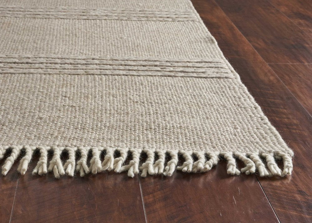 3' X 5' Beige Wool Hand Woven Area Rug