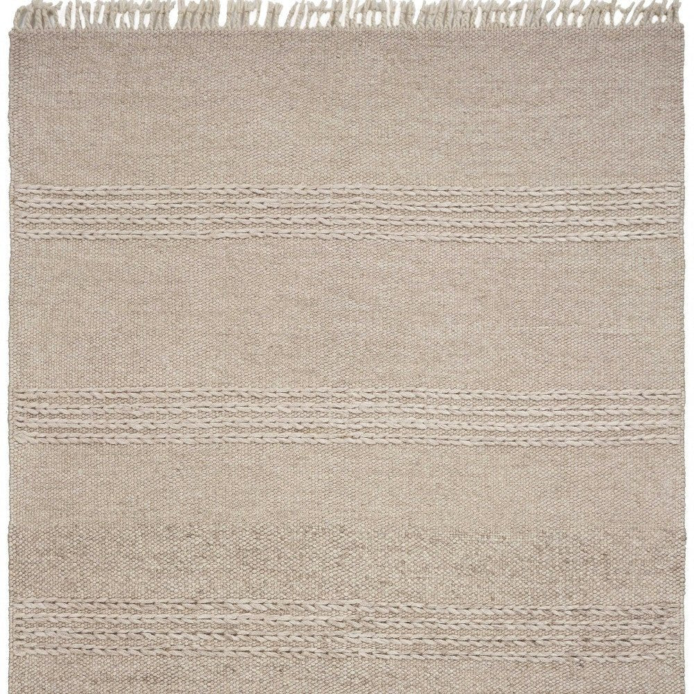 3' X 5' Beige Wool Hand Woven Area Rug