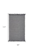 9' X 12' Gray And Light Gray Wool Houndstooth Hand Woven Area Rug With Fringe