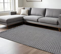 9' X 12' Gray And Light Gray Wool Houndstooth Hand Woven Area Rug With Fringe