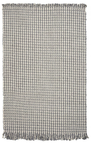 7' X 9' Gray and Ivory Wool Hand Woven Area Rug