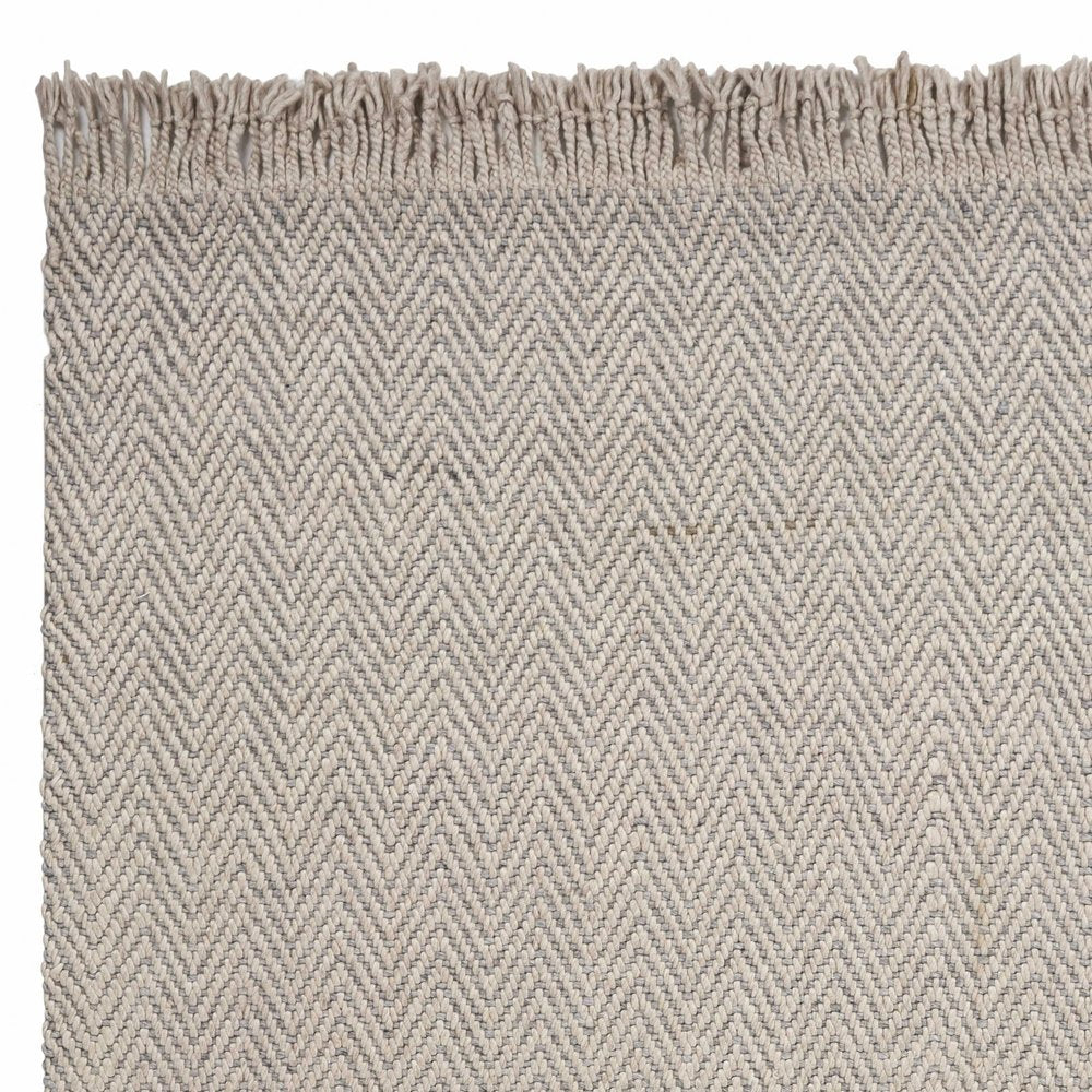 3' X 5' Beige And Gray Wool Chevron Hand Woven Area Rug