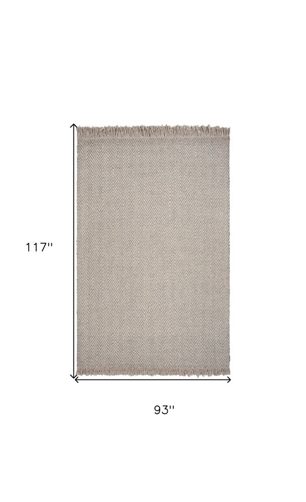3' X 5' Beige And Gray Wool Chevron Hand Woven Area Rug