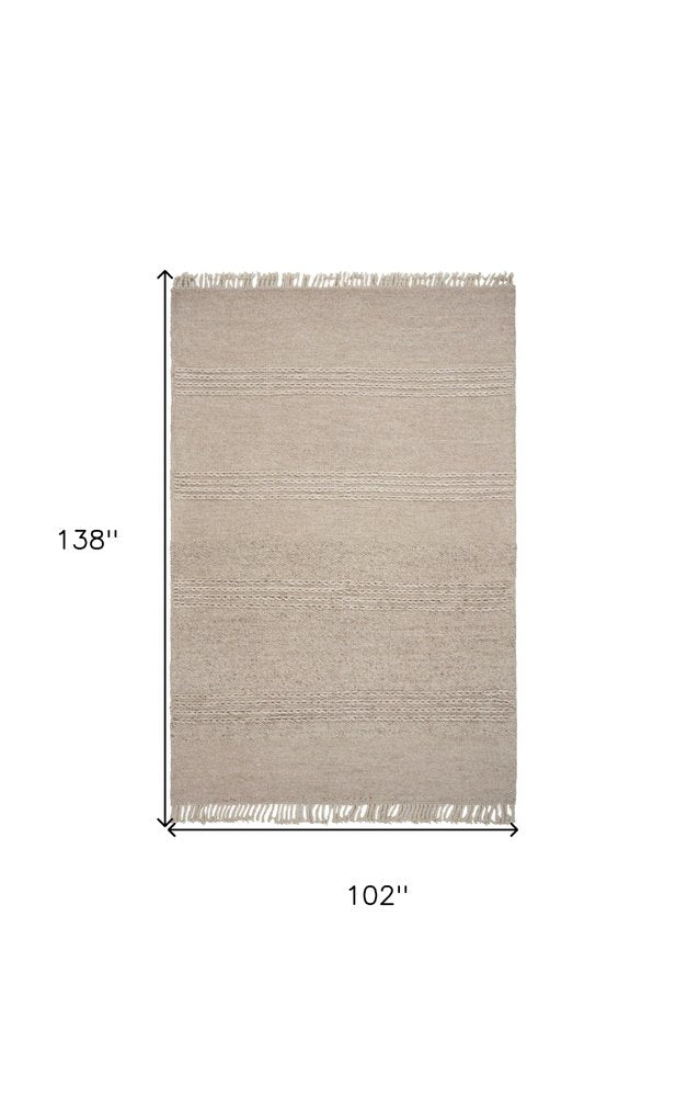 3' X 5' Beige Wool Hand Woven Area Rug
