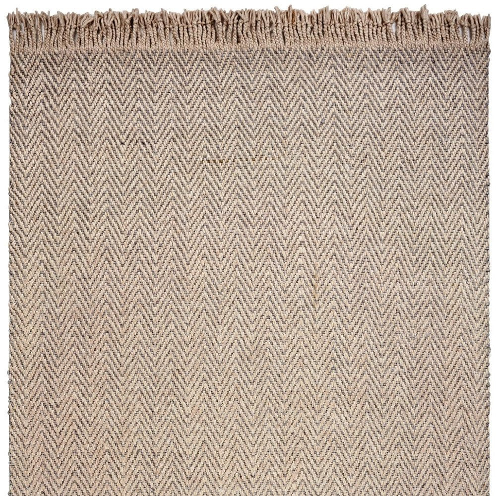 3' X 5' Beige And Gray Wool Chevron Hand Woven Area Rug