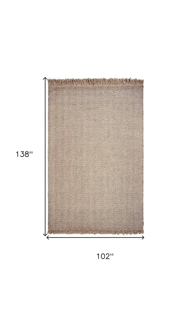 3' X 5' Beige And Gray Wool Chevron Hand Woven Area Rug