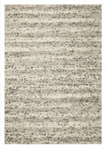 7' X 9' Gray And Ivory Wool Striped Hand Woven Area Rug