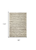 7' X 9' Gray And Ivory Wool Striped Hand Woven Area Rug