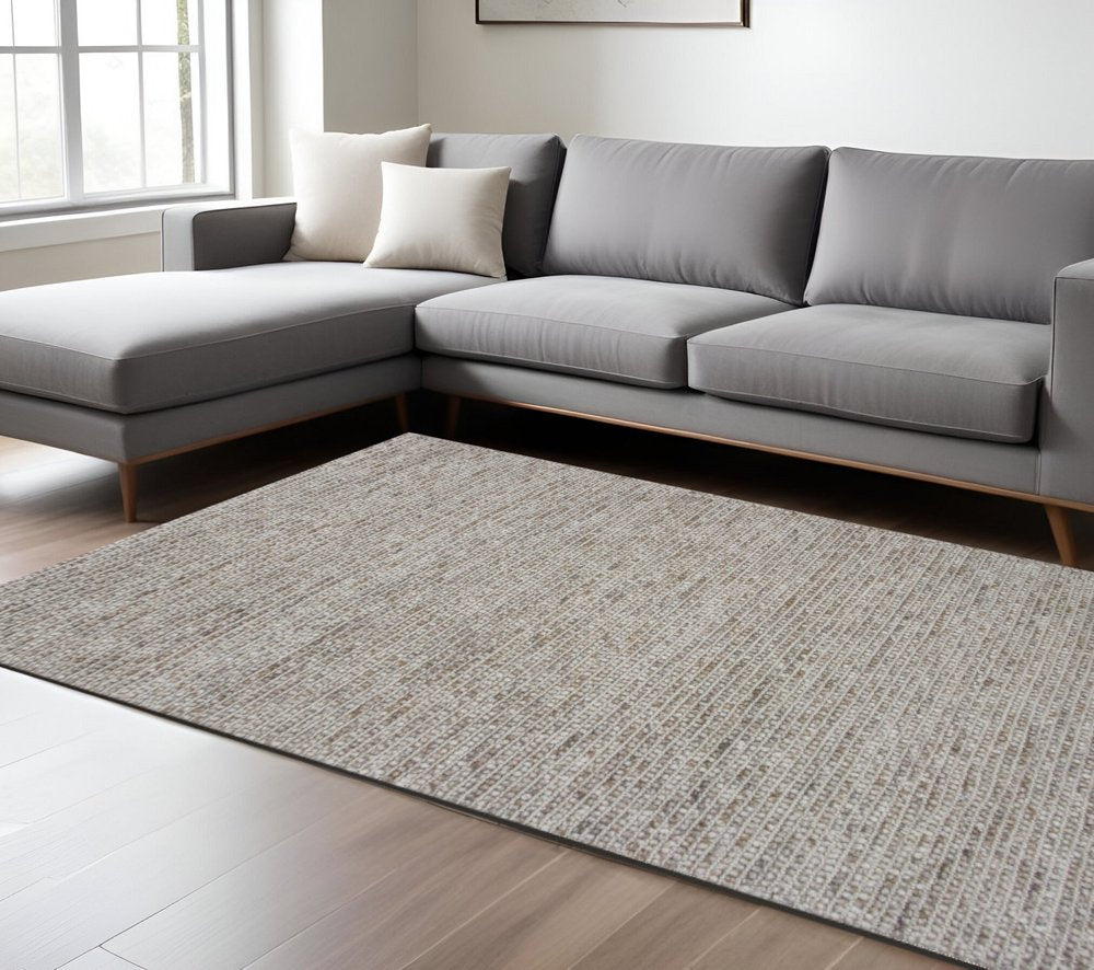 5' X 7' Natural Wool Hand Woven Area Rug