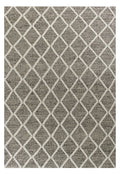 8' X 10' Dark Gray And Ivory New Zealand Lambs Wool Diamond Hand Woven Area Rug