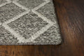 8' X 10' Dark Gray And Ivory New Zealand Lambs Wool Diamond Hand Woven Area Rug