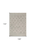 9' X 12' Sand Beige And Ivory Wool Geometric Hand Tufted Area Rug