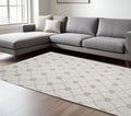 5' X 7' Ivory And Gray Wool Ogee Hand Tufted Area Rug