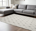 5' X 7' Ivory And Gray Wool Ogee Hand Tufted Area Rug