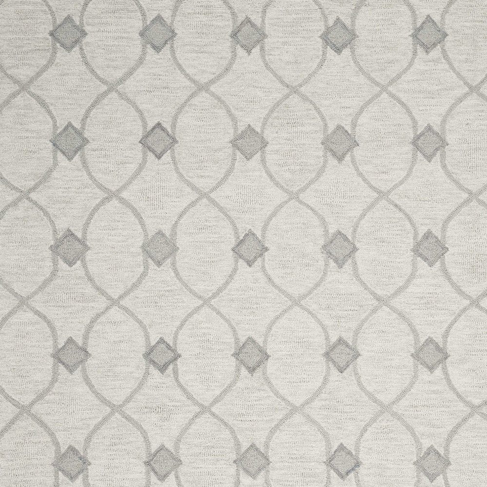 5' X 7' Ivory And Gray Wool Ogee Hand Tufted Area Rug