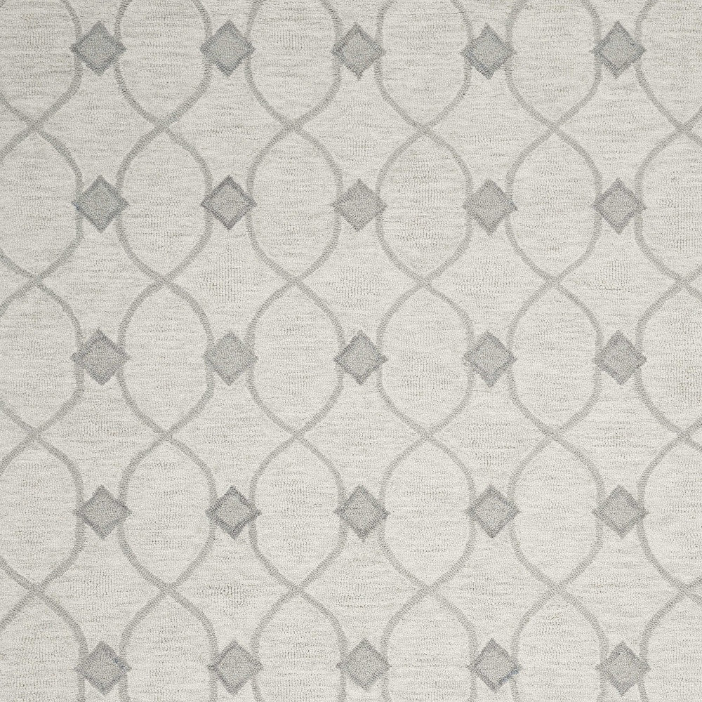 5' X 7' Ivory And Gray Wool Ogee Hand Tufted Area Rug