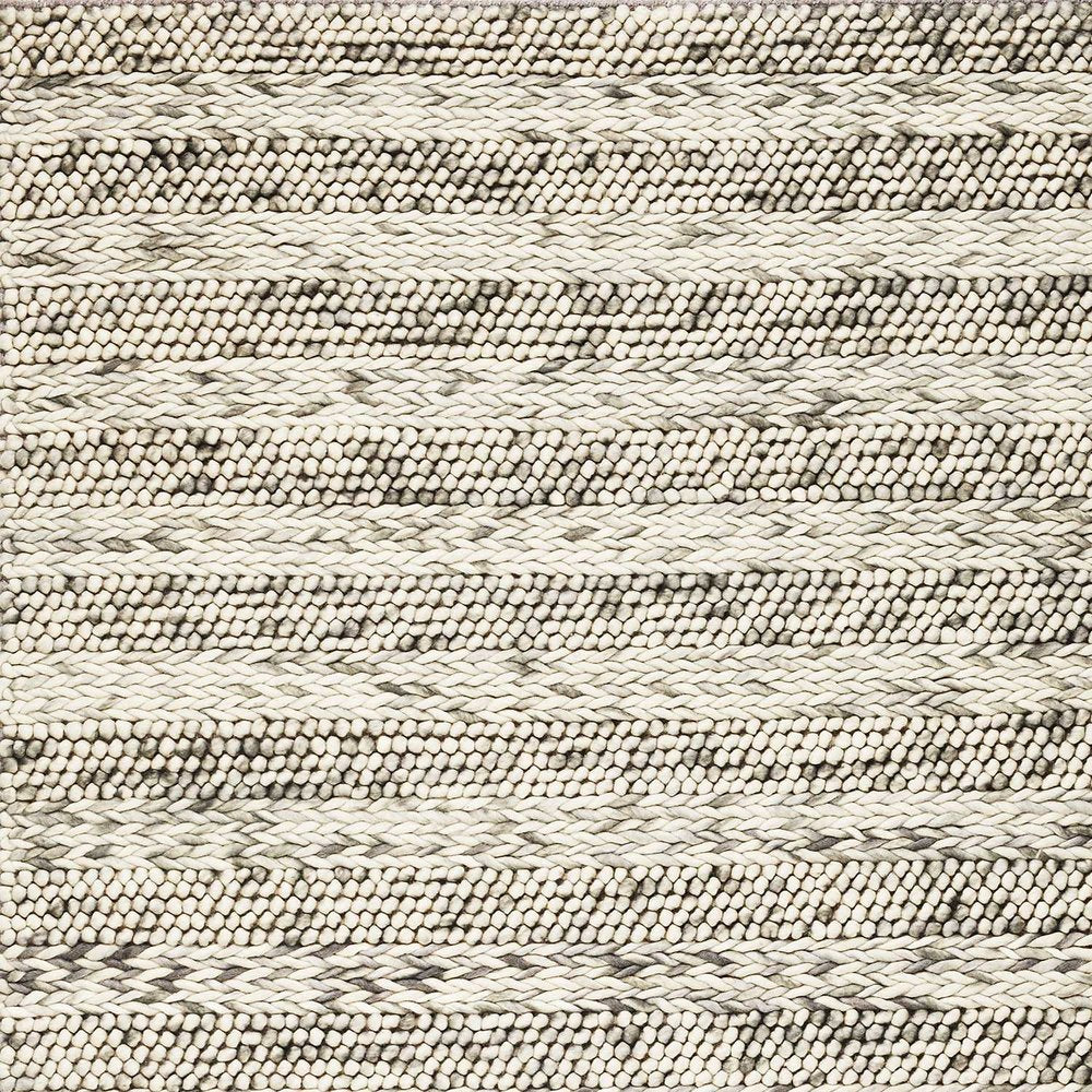 7' X 9' Gray And Ivory Wool Striped Hand Woven Area Rug