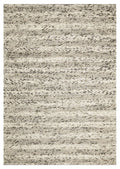 7' X 9' Gray And Ivory Wool Striped Hand Woven Area Rug