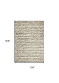 7' X 9' Gray And Ivory Wool Striped Hand Woven Area Rug