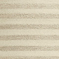 9' X 13' Ivory And White Wool Striped Hand Woven Area Rug