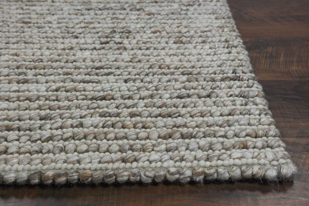 5' X 7' Natural Wool Hand Woven Area Rug