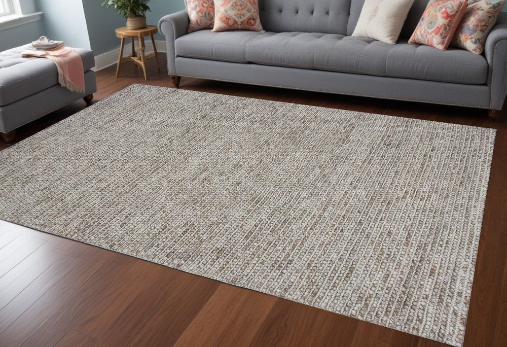 5' X 7' Natural Wool Hand Woven Area Rug