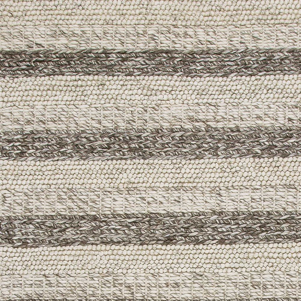 9' X 13' Brown Gray And Ivory Wool Striped Hand Woven Area Rug