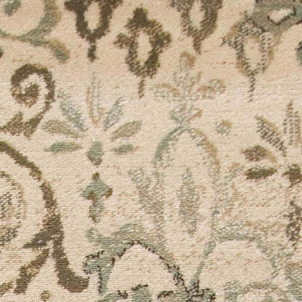 5' X 8' Ivory And Brown Floral Medallion Area Rug