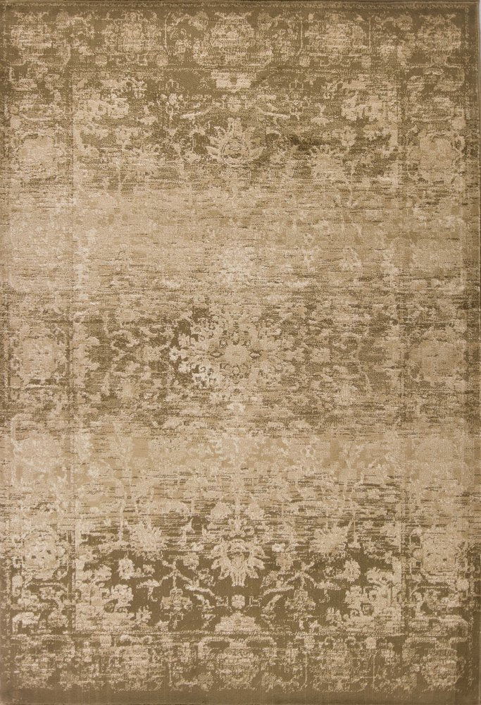 5' X 8' Beige And Tan Floral Medallion Distressed Area Rug