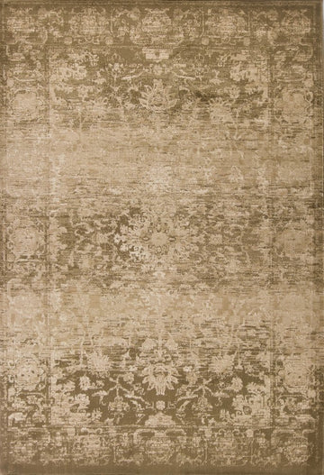 5' X 8' Beige And Tan Floral Medallion Distressed Area Rug
