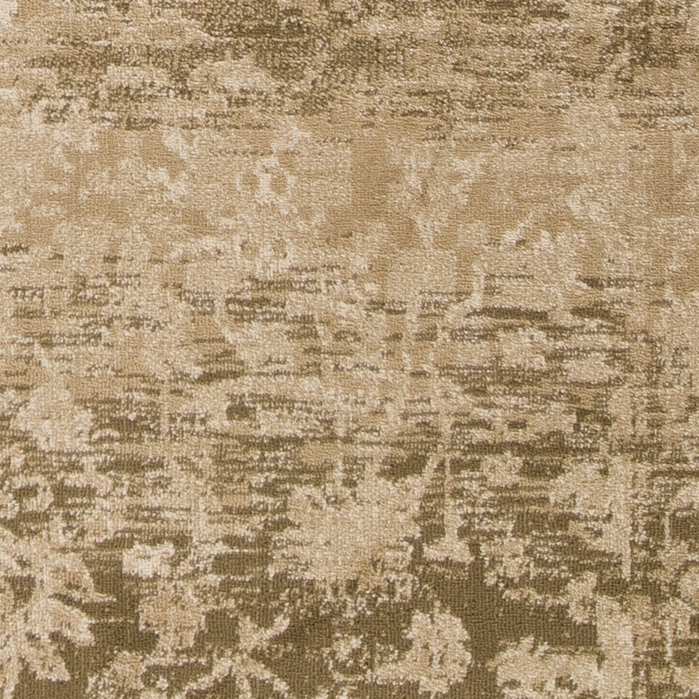 5' X 8' Beige And Tan Floral Medallion Distressed Area Rug