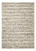 7' X 9' Gray And Ivory Wool Striped Hand Woven Area Rug
