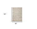 7' X 9' Gray And Ivory Wool Striped Hand Woven Area Rug