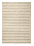 9' X 13' Ivory And White Wool Striped Hand Woven Area Rug