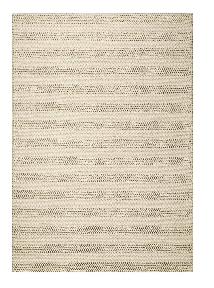 9' X 13' Ivory And White Wool Striped Hand Woven Area Rug